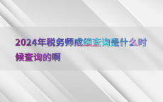 2024年税务师成绩查询是什么时候查询的啊