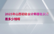 2025年山西初级会计师报名费用是多少钱呀