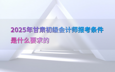 2025年甘肃初级会计师报考条件是什么要求的